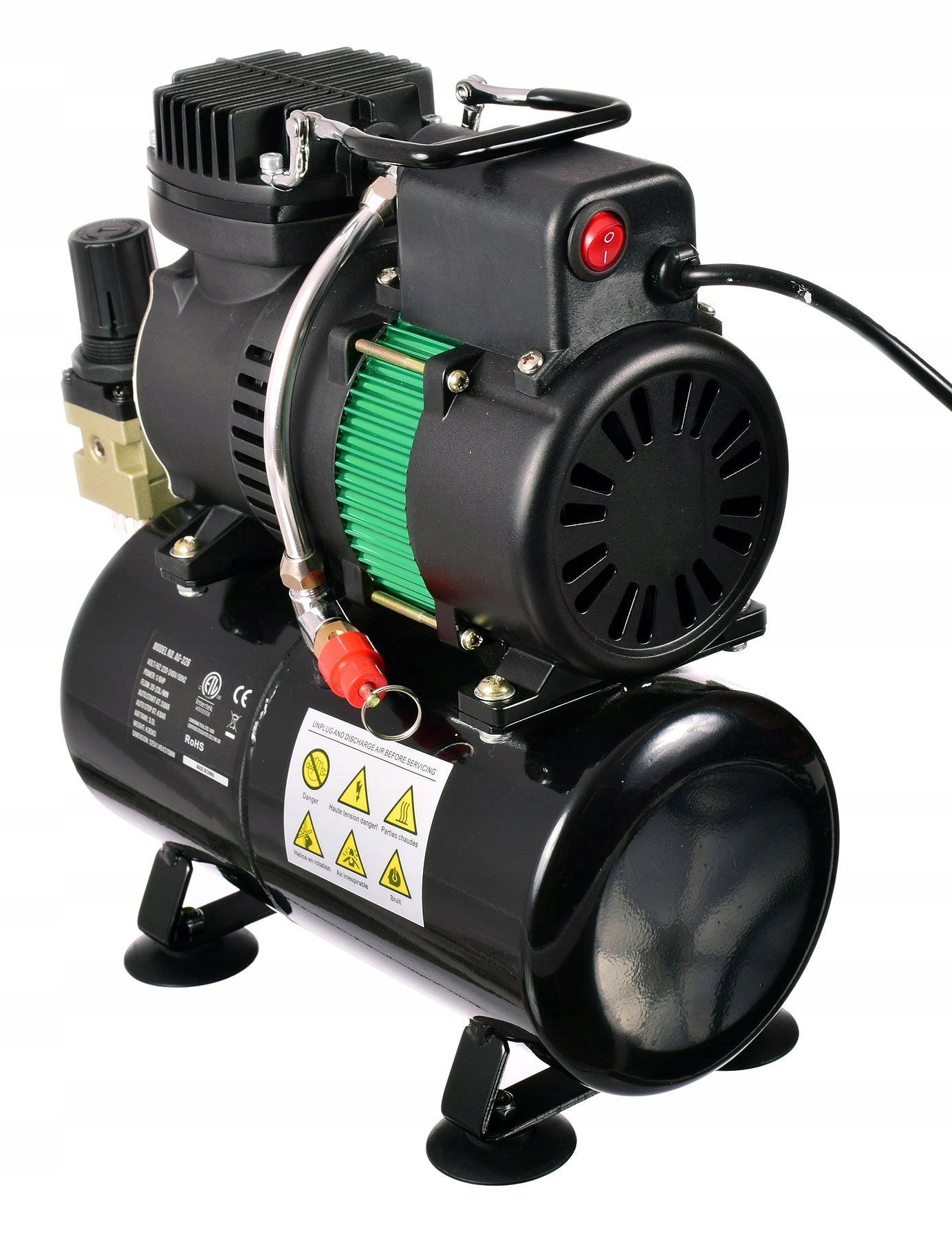 Airbrush kompresor AS-326, 23l/min, 3l nádrž, Vstup 1/8", dva ventilátory