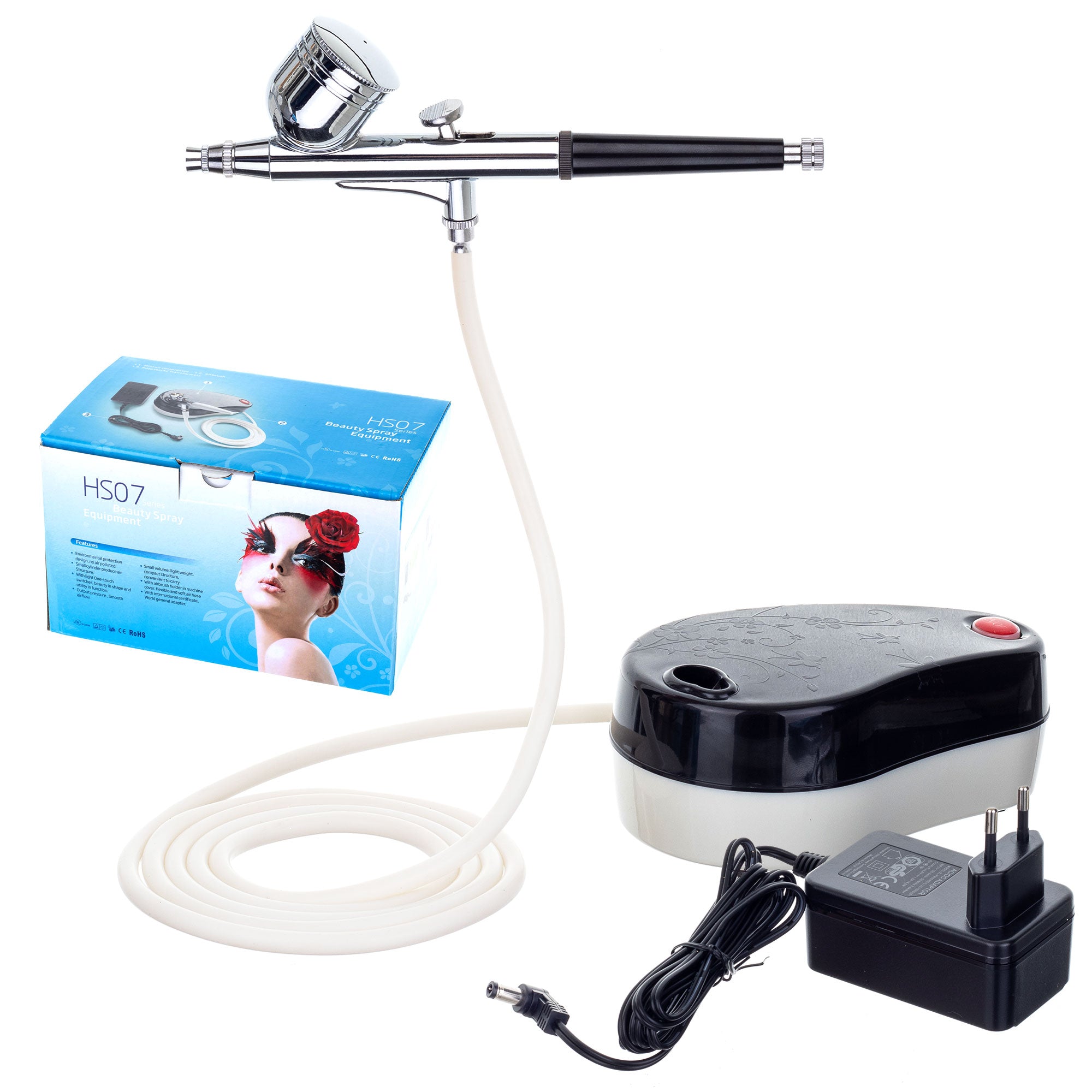Mini Airbrush kompresor, HS-07AC-SK + Airbrush pistole HS-30 + Hadice