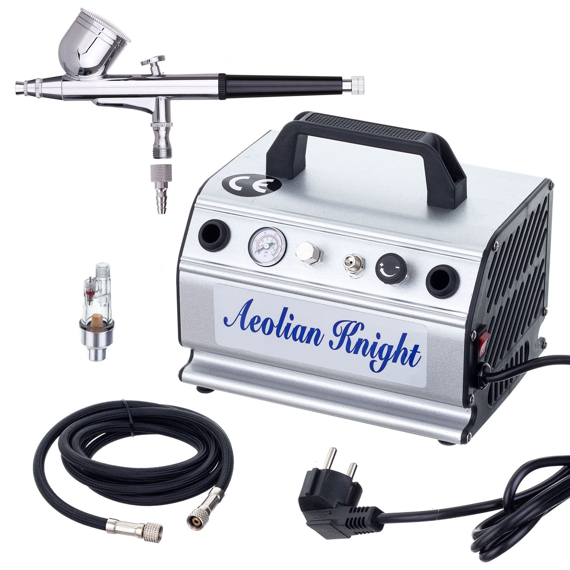 Airbrush kompresor FENGDA, AS-179K, 40l/min, Vstup 1/8", s filtrem + hadice + airbrush pistole BD-130