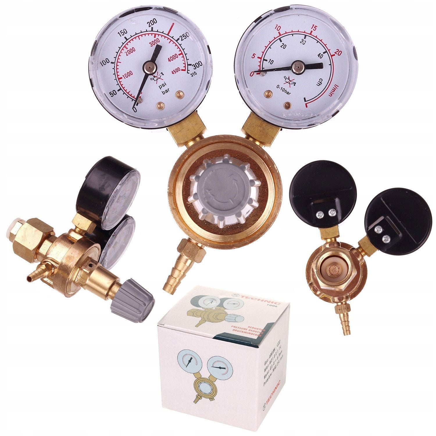 Reduktor plynu Argon CO2, dva manometry, 300bar