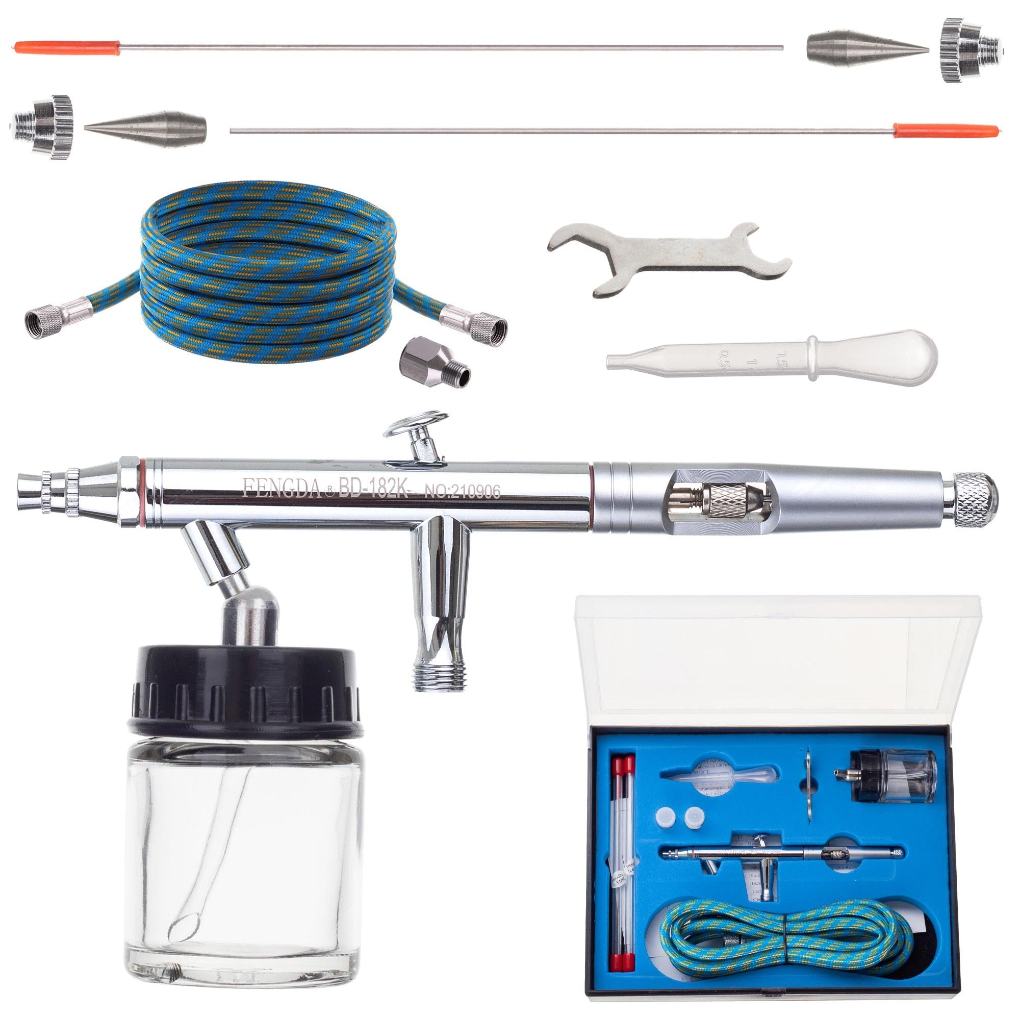 Airbrush pistole BD-182K FENGDA 0,3mm + 0,5mm + 0,8mm + Hadice