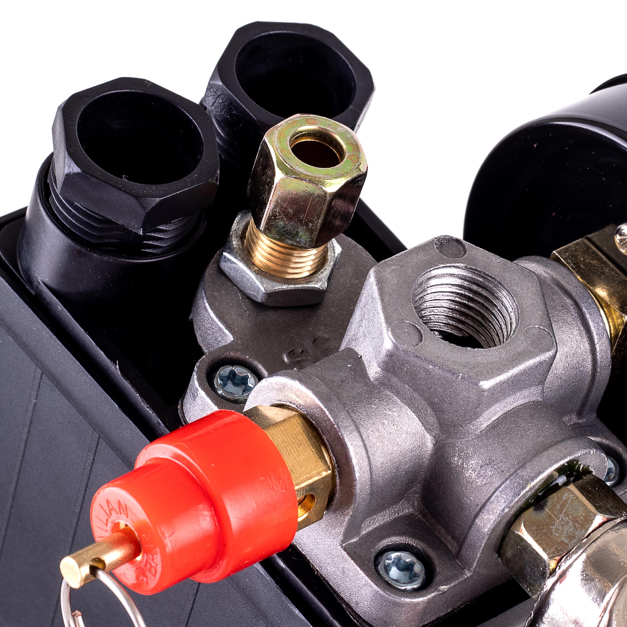 Tlakový spínač pro kompresory 1/4", 230V, Regulátor, 2x manometr, 2 x rychlospojka, PL230-2 TC Technic