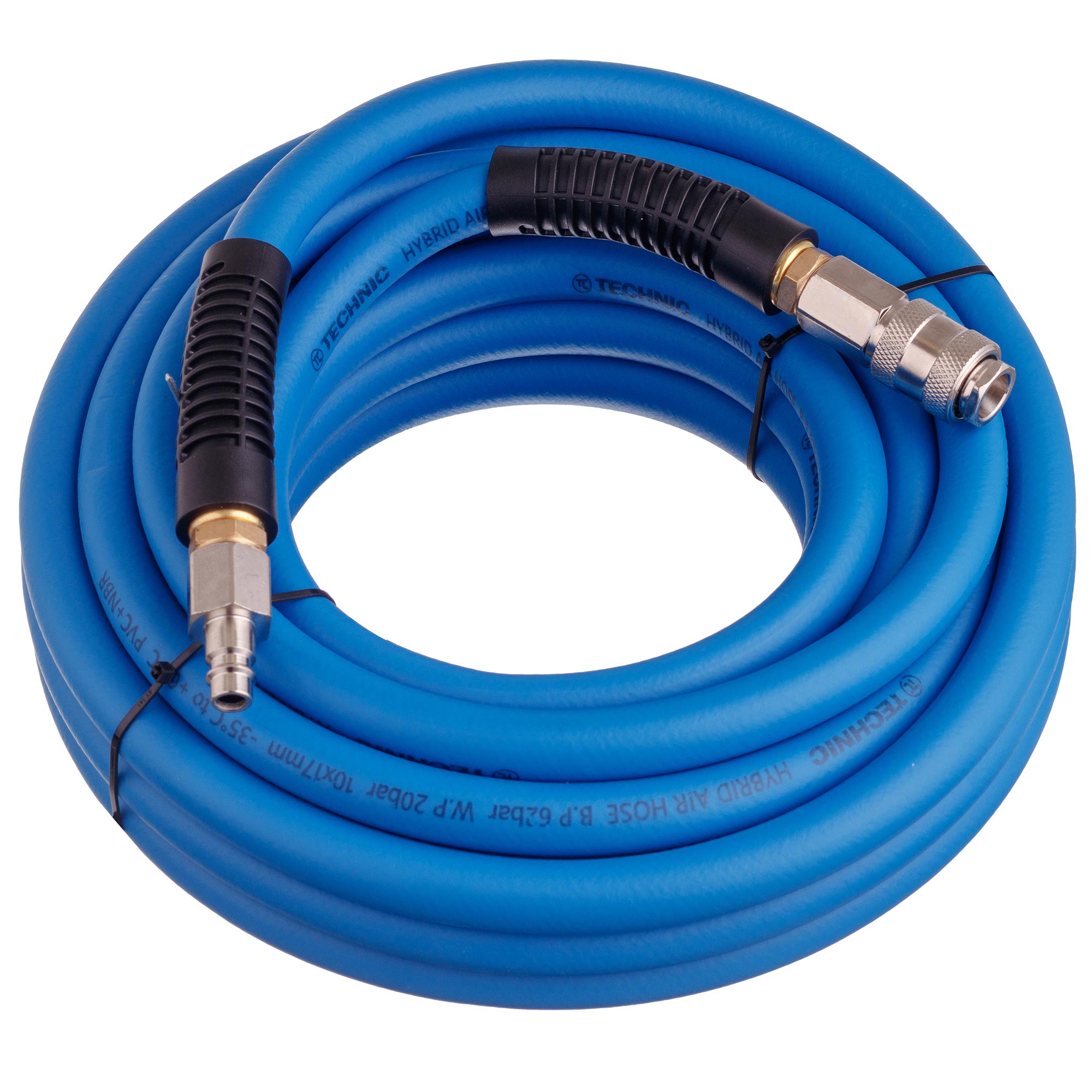Hybridní pneumatická hadice 5 m 10x17 mm PVC NBR 20 bar rychlospojky 3/8"