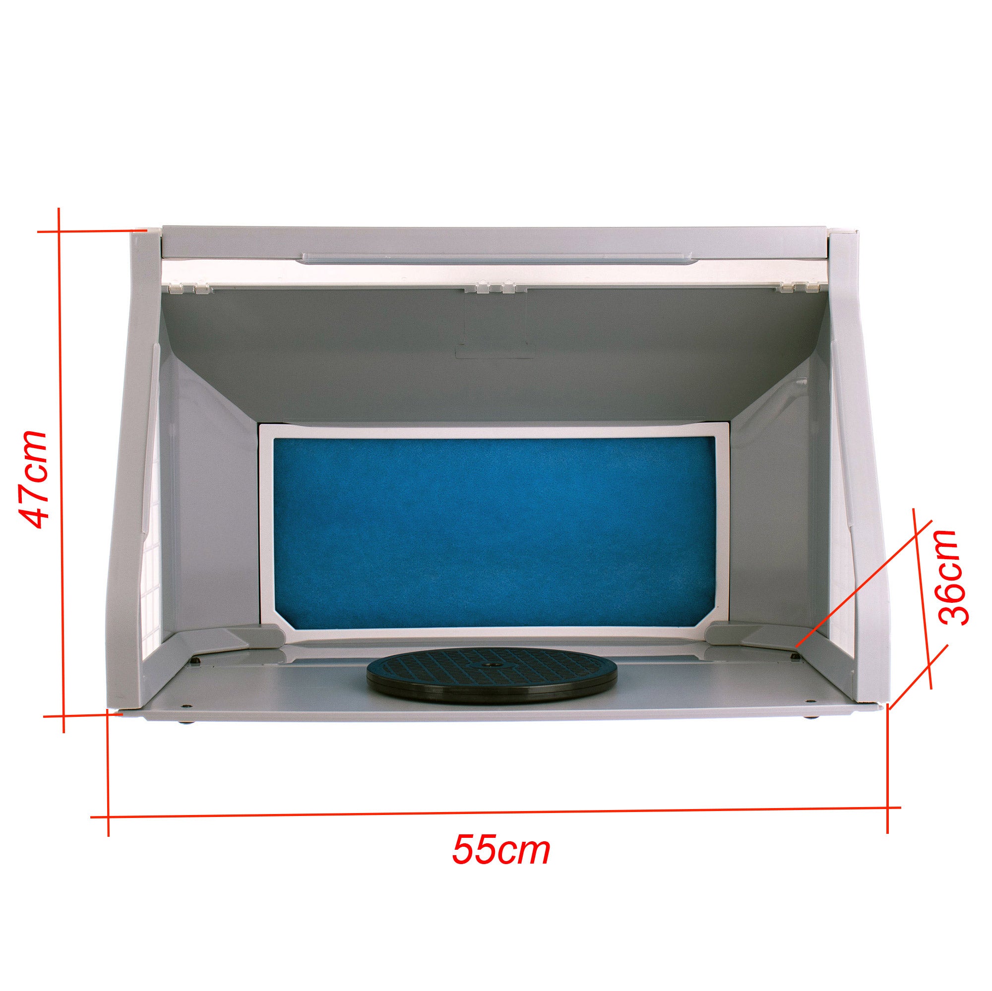Modelovací kabina - Stříkací box HS-E550BLK - s nastavitelným osvětlením LED, s dvojitým ventilátorem a rotačním stojanem - pro airbrush modeláře