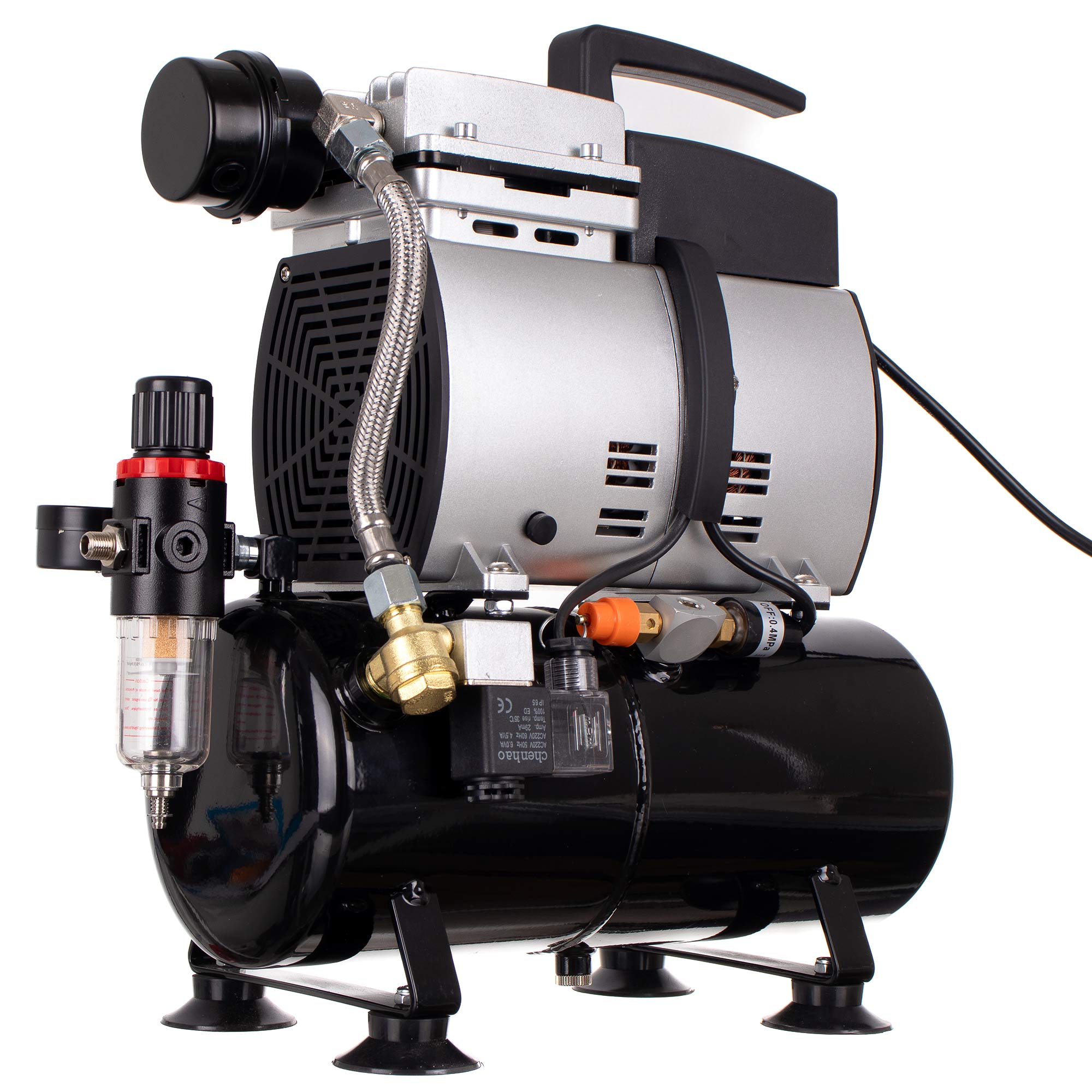 Výkonný Airbrush kompresor, 4L válec 350W Max 4 BAR 44 l/min Redukční filtr