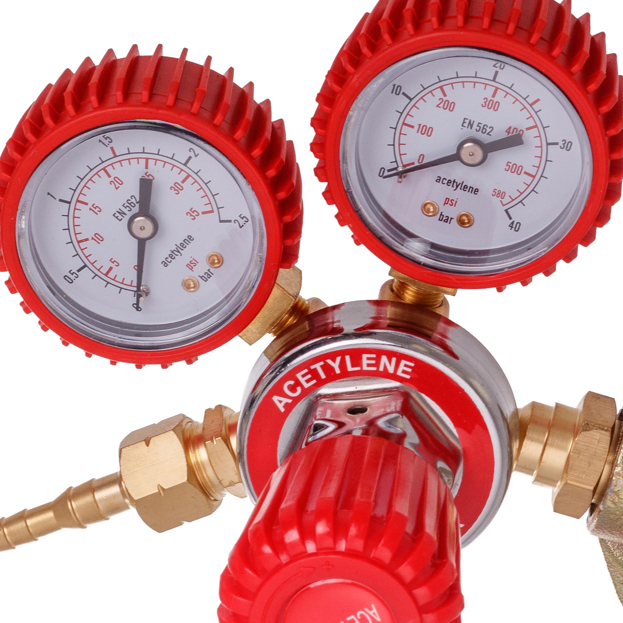 Redukční Ventil na Acetylen TC Technic 0-1,5 Bar 3000 l/h Mosazný s Manometry
