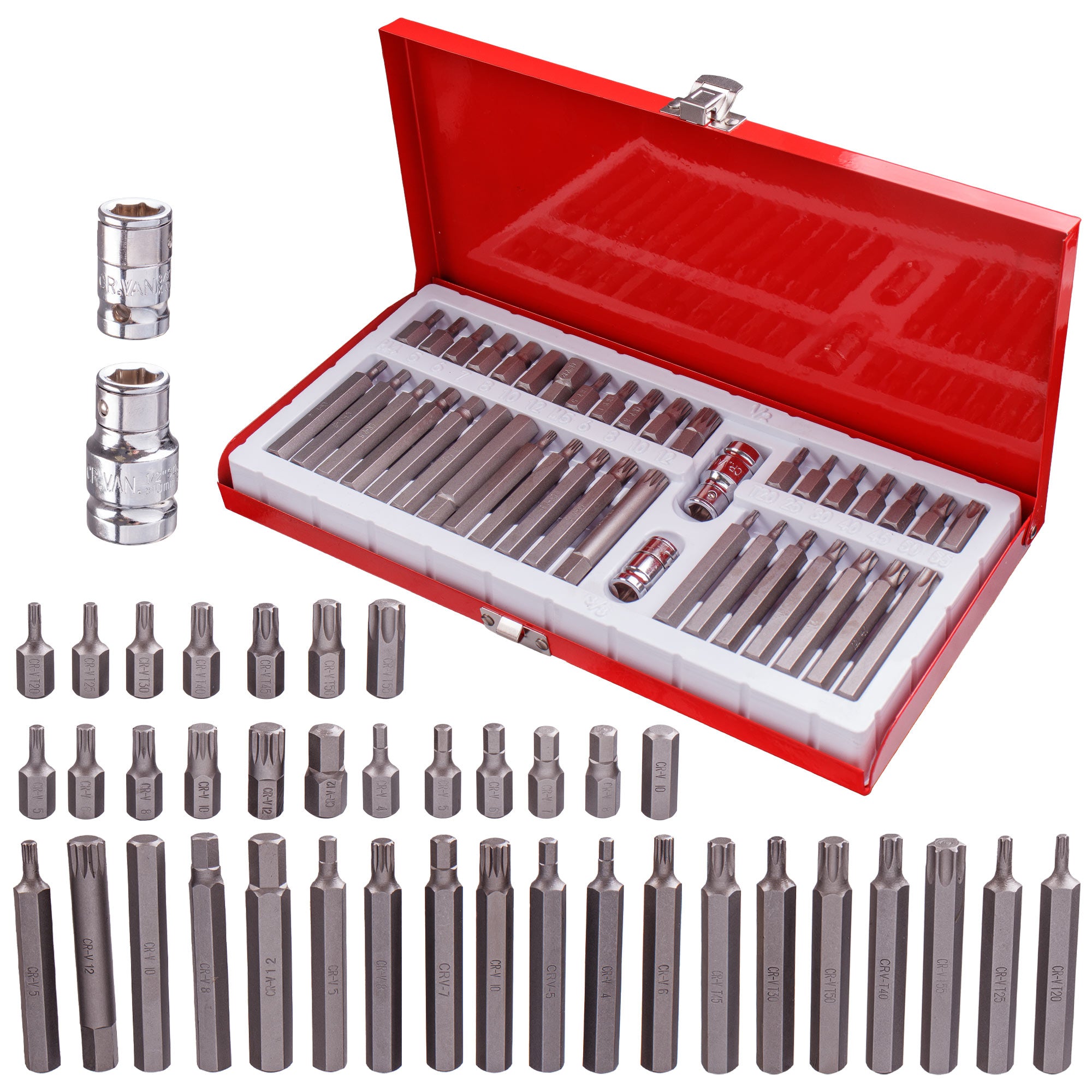 Sada Bitu Torx Spline Imbus CrV 40 Dilu Kovovy Kufr 30 a 75 mm