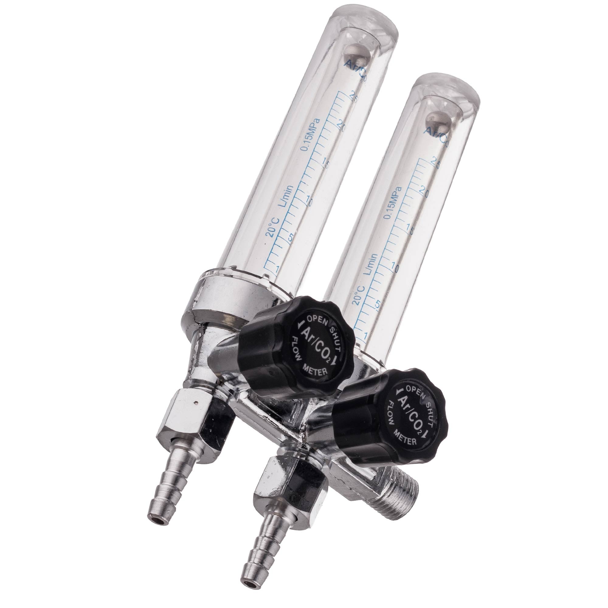 Dvojitý rotametr pro reduktor ARGON CO2 MIX M14