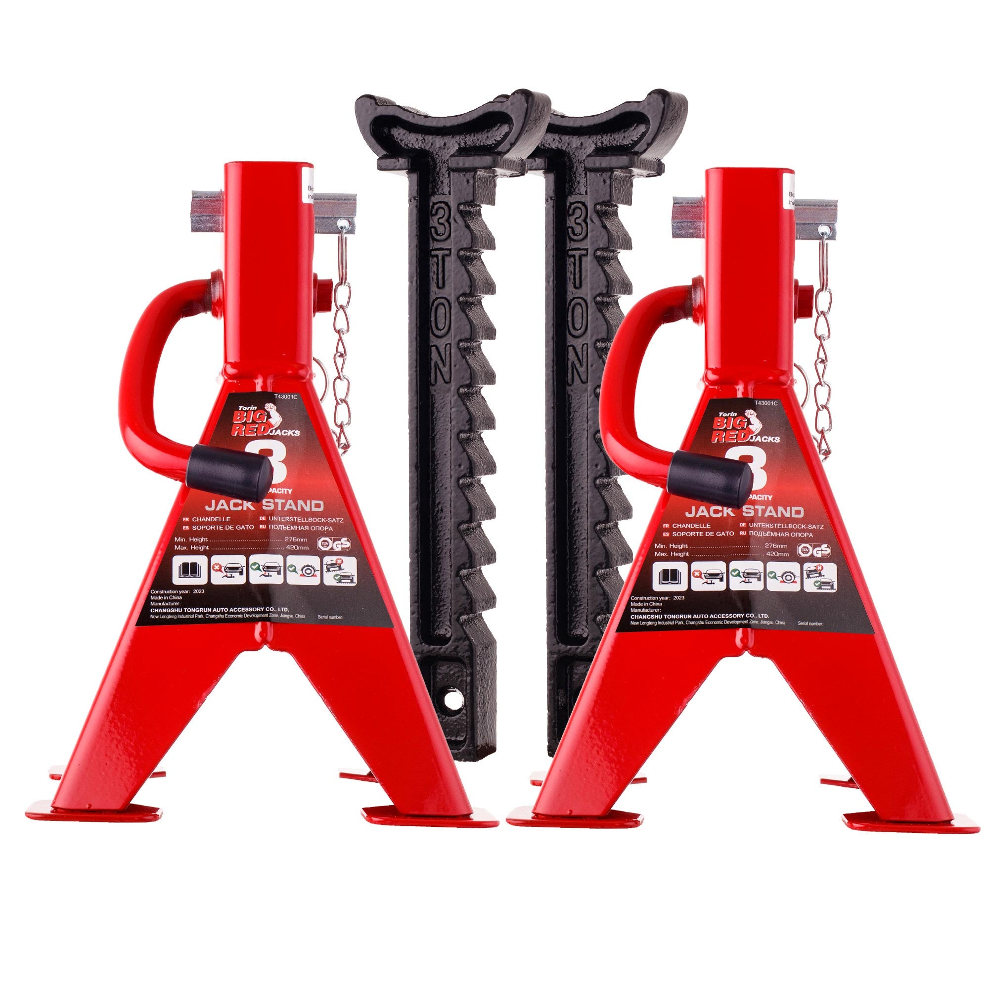 Sada 2 stojanů na auto 3T 3000KG– nastavitelná výška až 420 mm, BIG RED