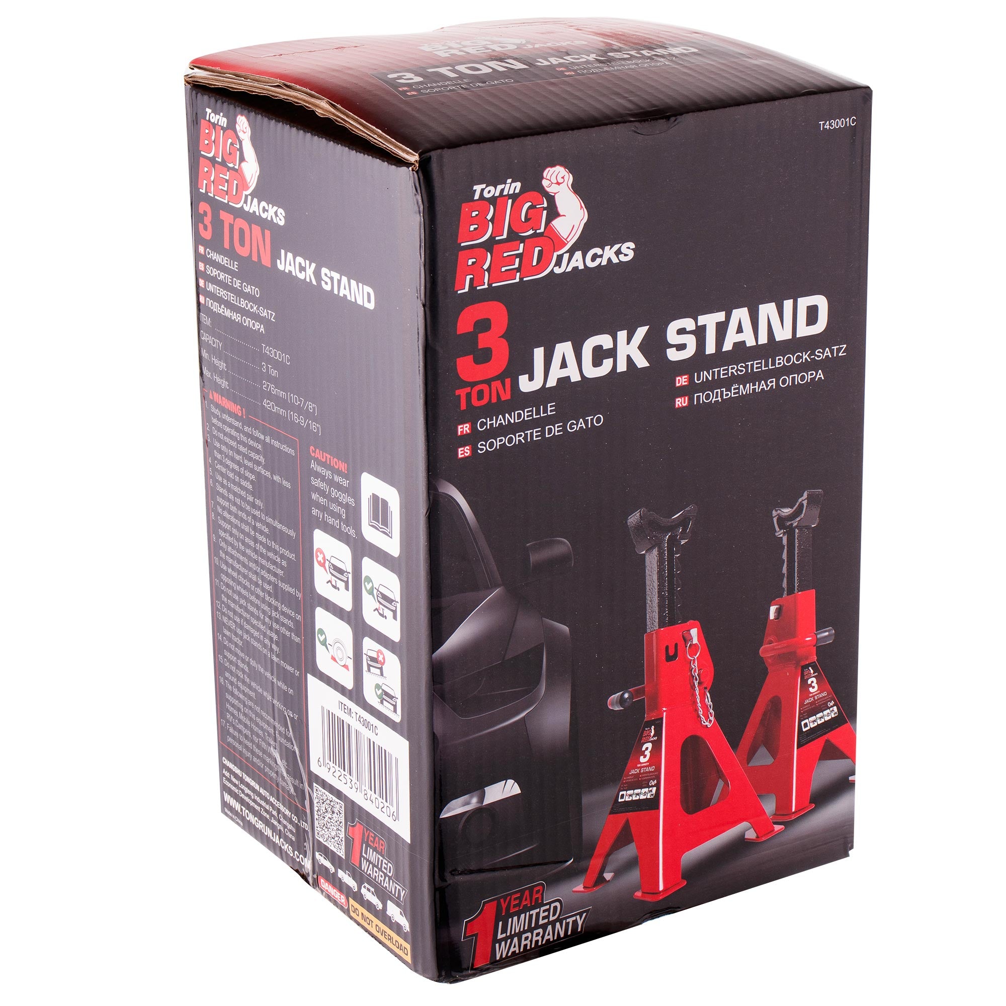 Sada 2 stojanů na auto 3T 3000KG– nastavitelná výška až 420 mm, BIG RED