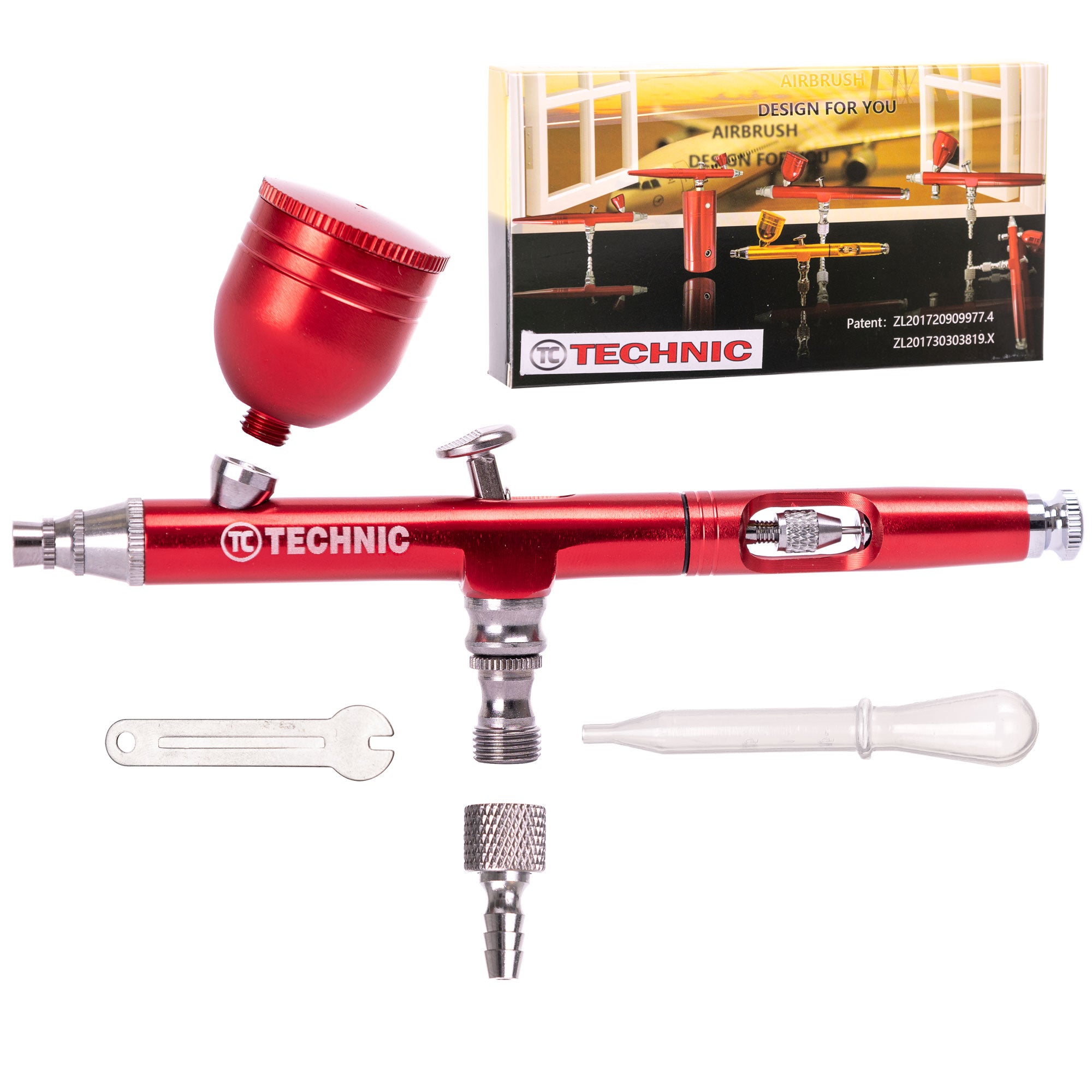 Modelovací airbrush s 0,3mm tryskou B-130 DOUBLE ACTION RED MINI Gun