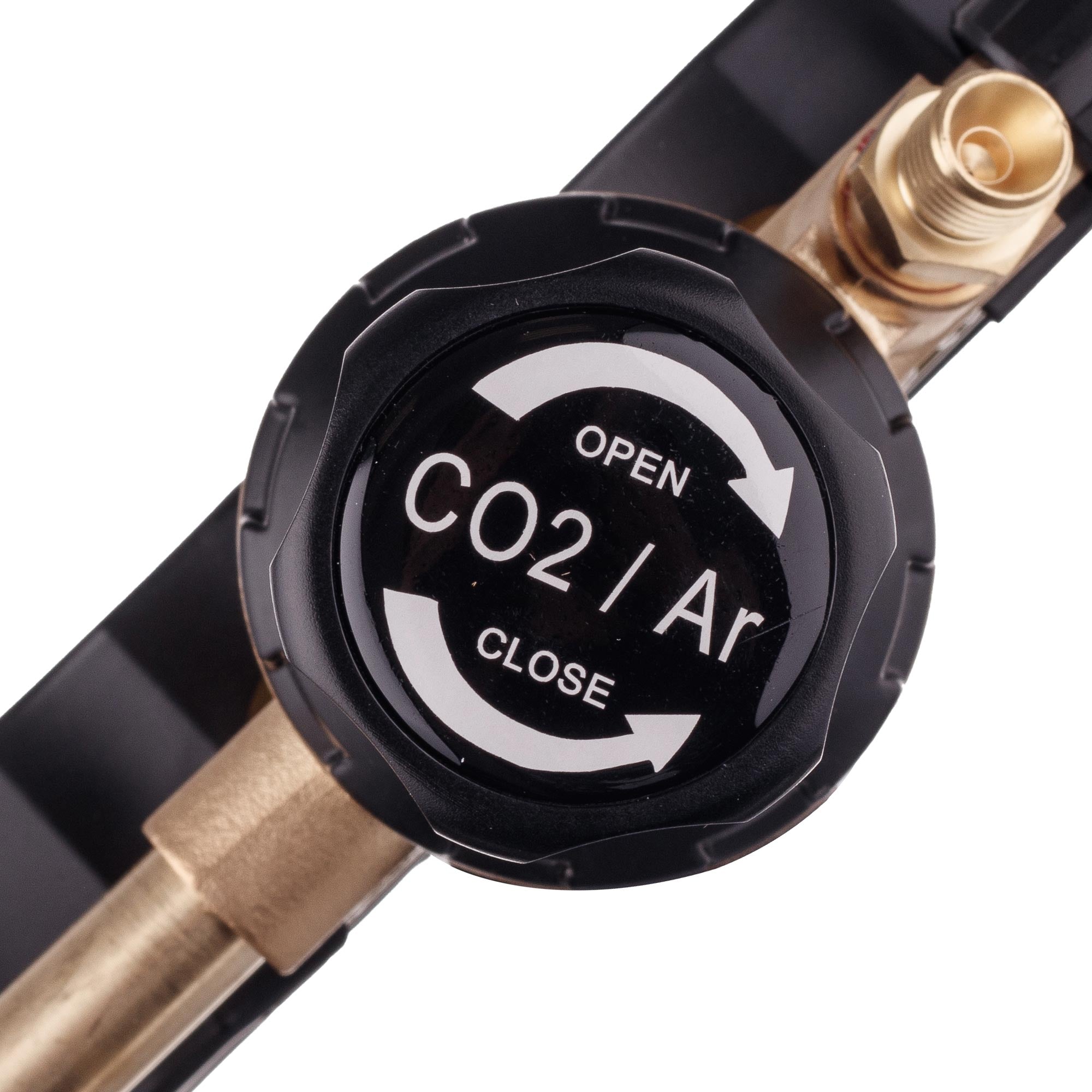 Redukční Ventil Argon CO2 TC Technic 0-4 Bar 32 m3/h Mosazný se 2 Manometry