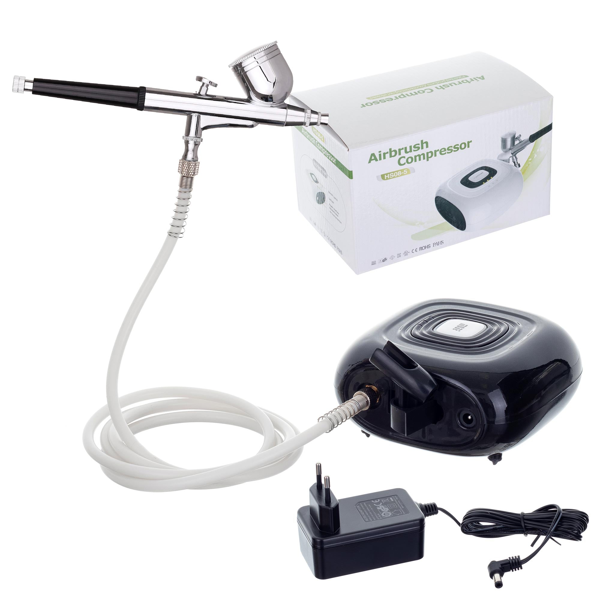 Mini Airbrush kompresor, HS08-5AC-SK + Airbrush pistole HS-30 + Hadice