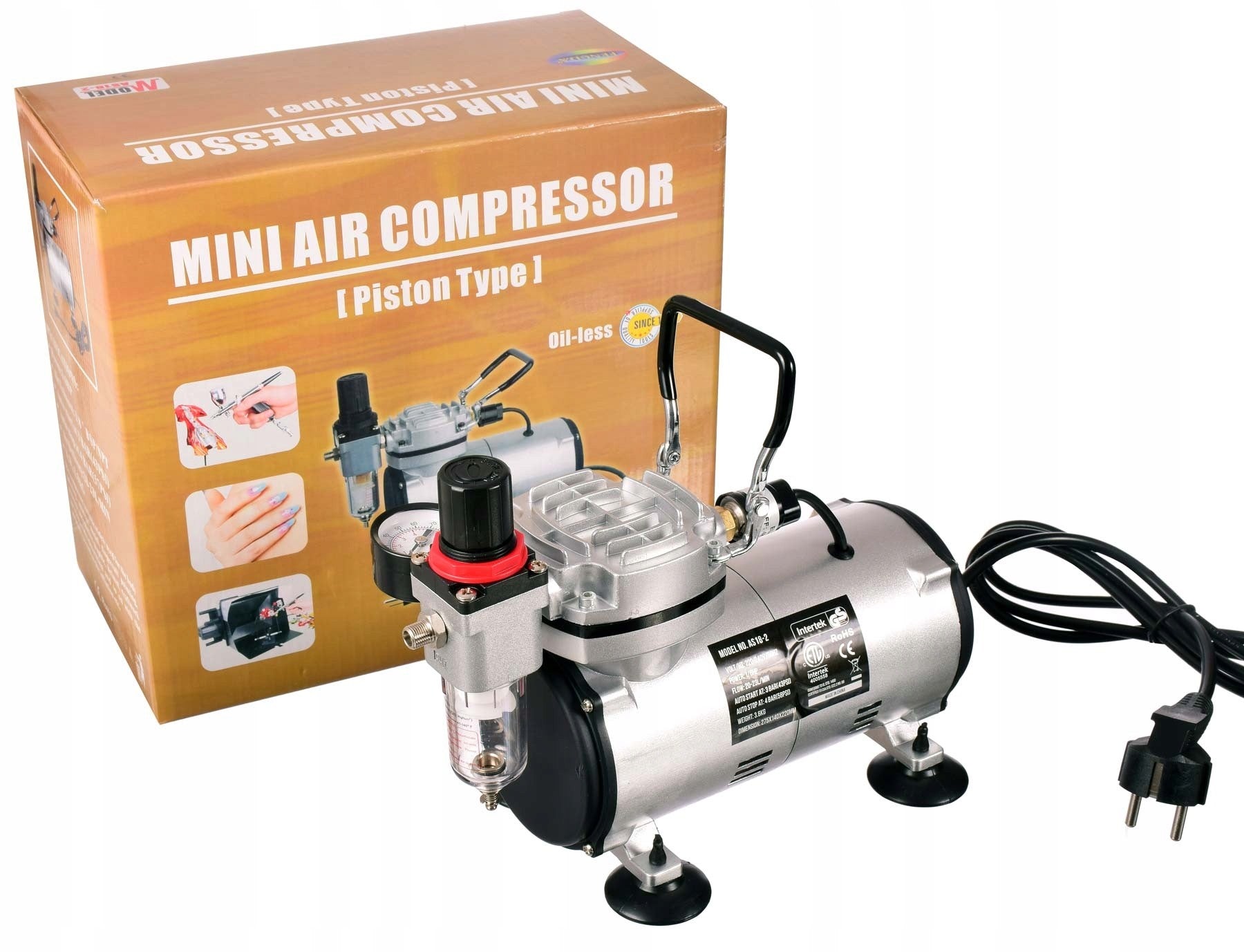 Airbrush kompresor FENGDA, AS18-2, 23l/min, Vstup 1/8", s filtrem