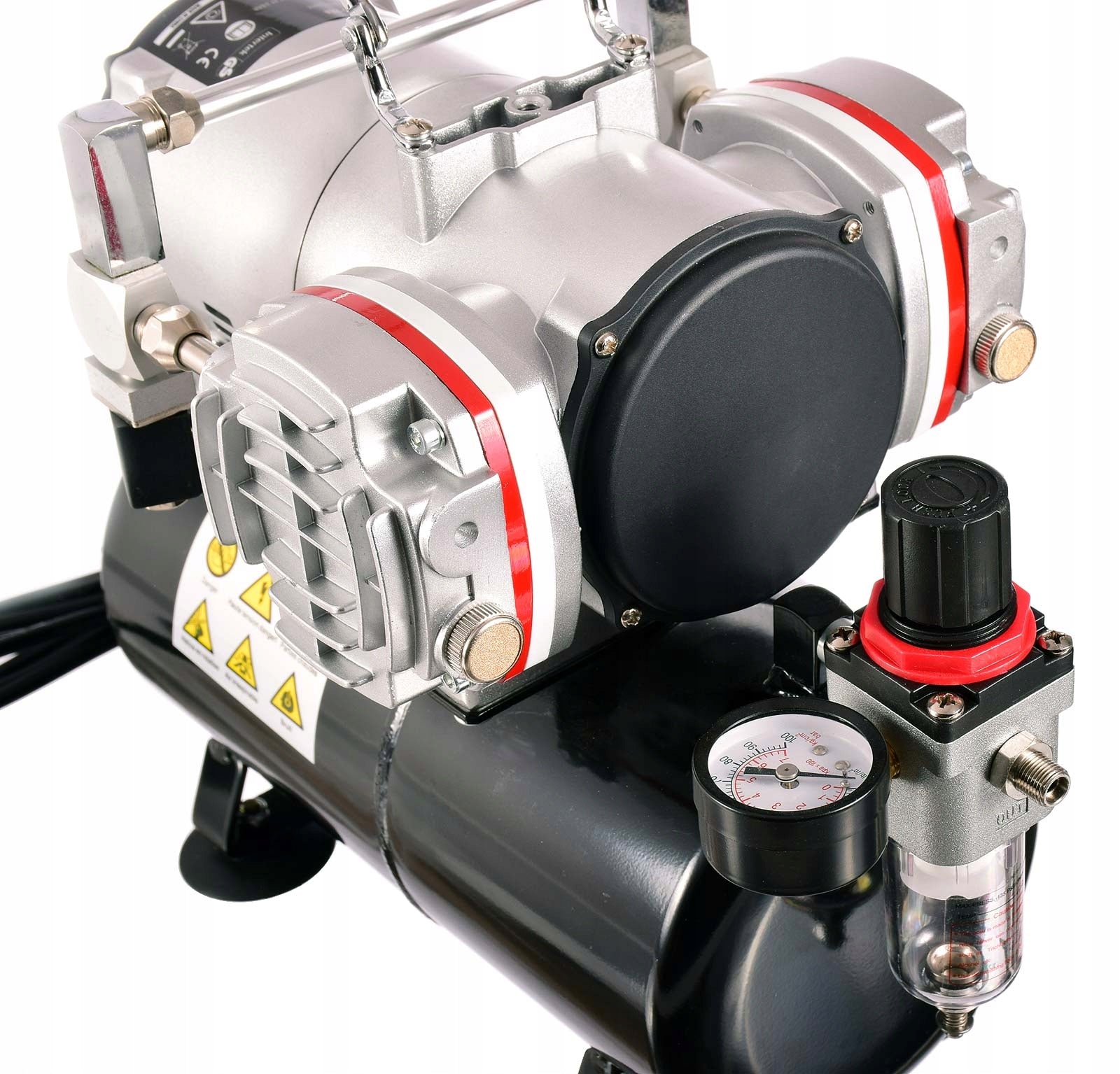 Airbrush kompresor AS-28A, až 6 barů, Dvouválcový, 46l/min, 3l nádrž, Vstup 1/8"