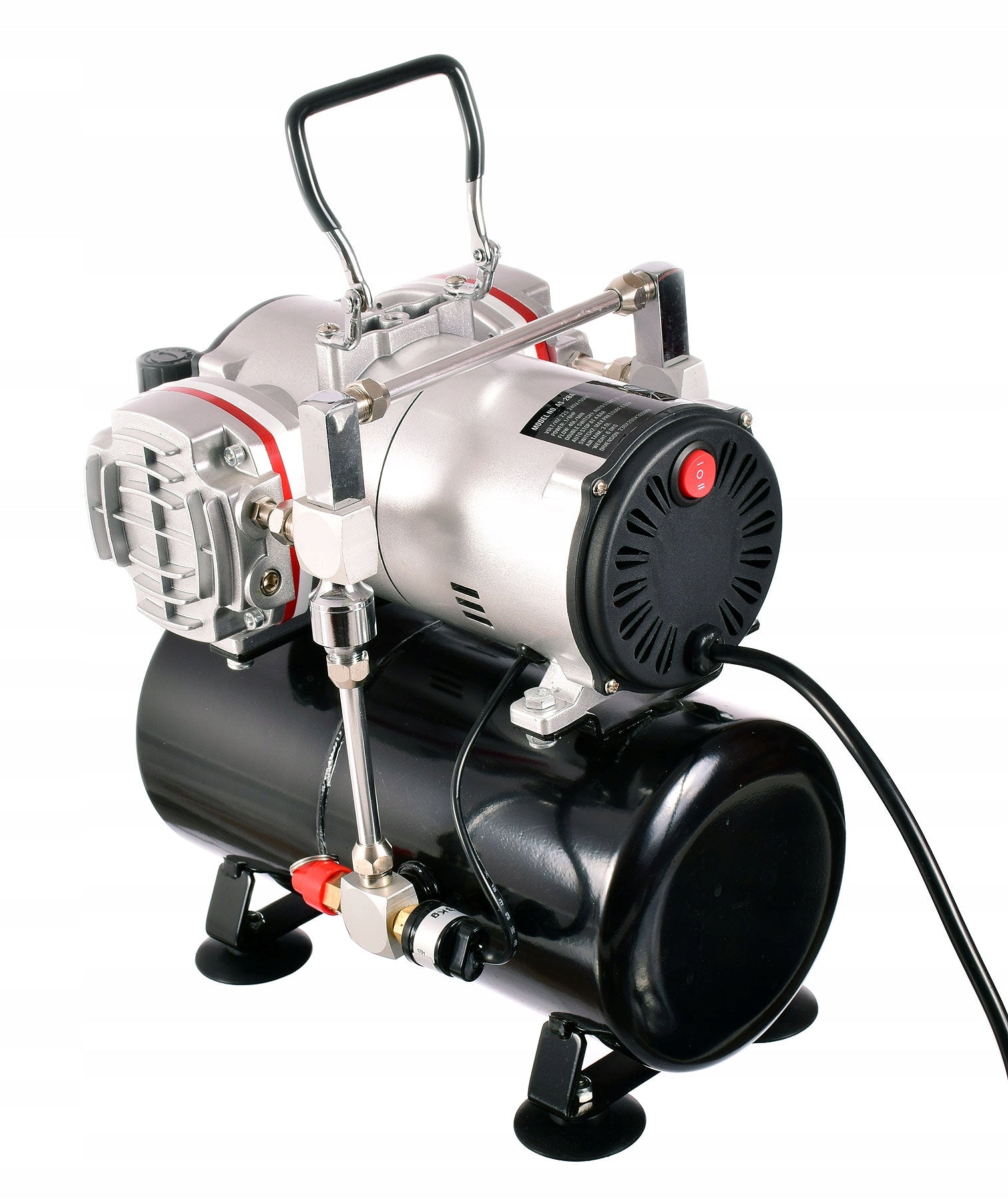 Airbrush kompresor AS-28A, až 6 barů, Dvouválcový, 46l/min, 3l nádrž, Vstup 1/8"